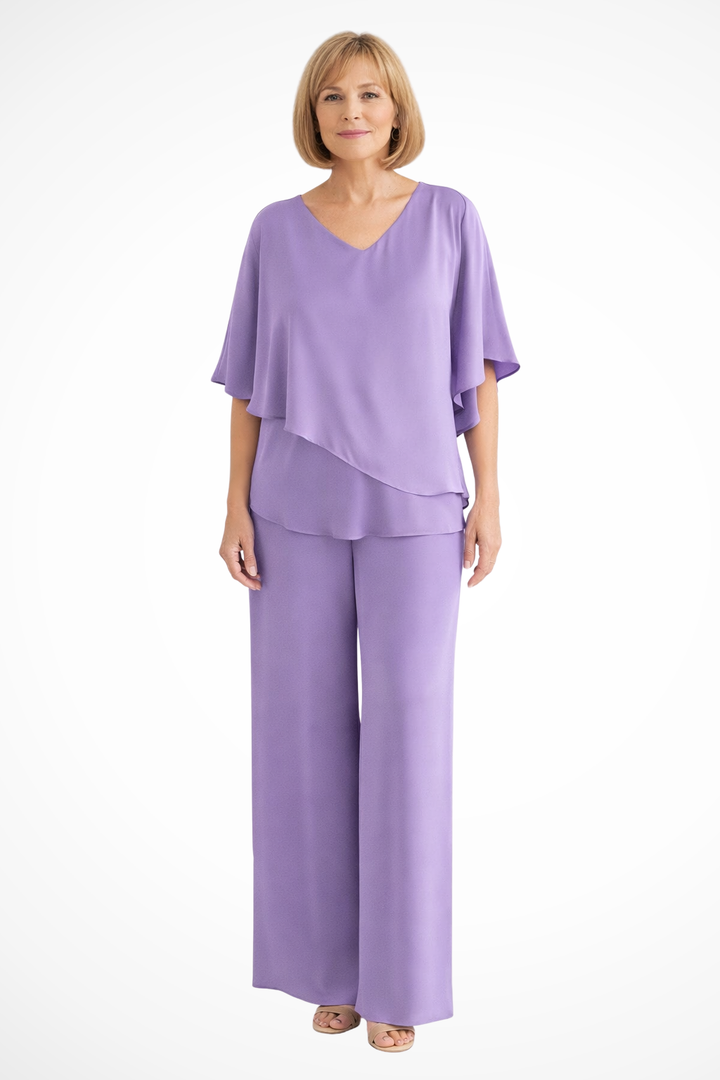Damen Zweiteiliges Lounge-Set mit Weitbein-Hosen in fließendem Design