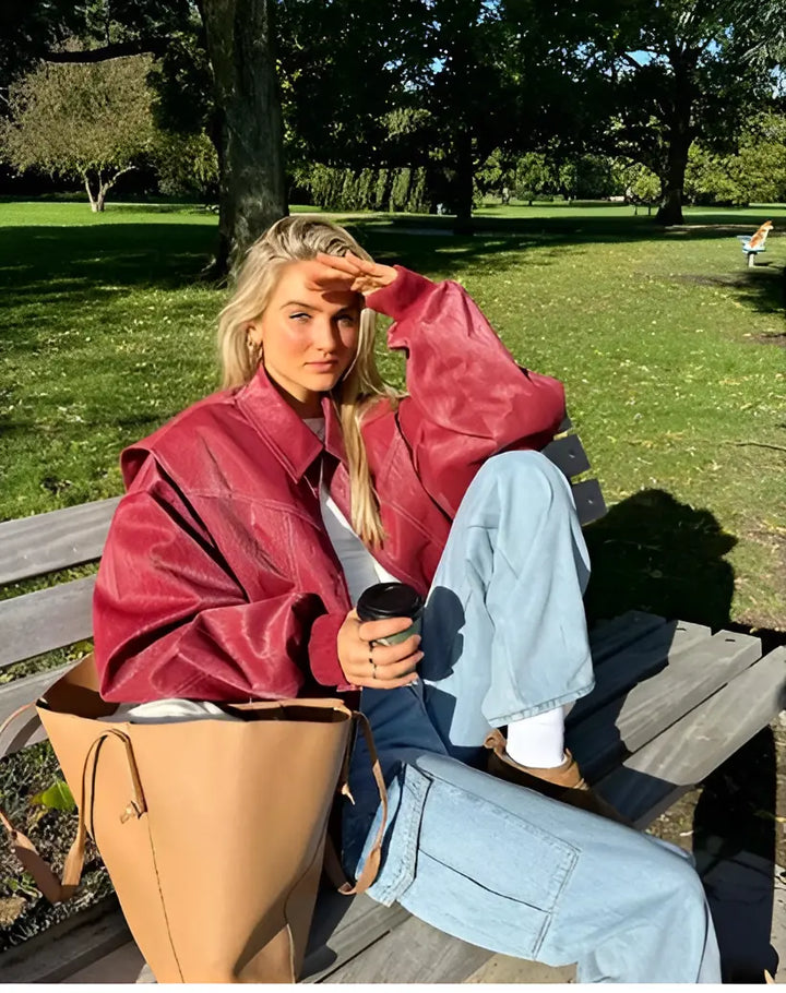 Petra - Lässige Oversized Lederjacke
