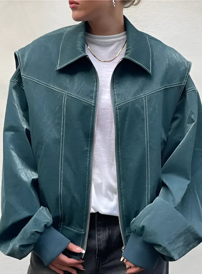 Petra - Lässige Oversized Lederjacke