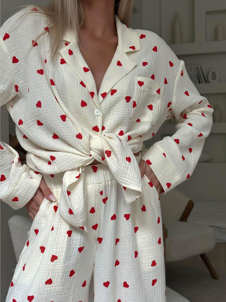 Sanftes Herz-Muster Pyjama-Set