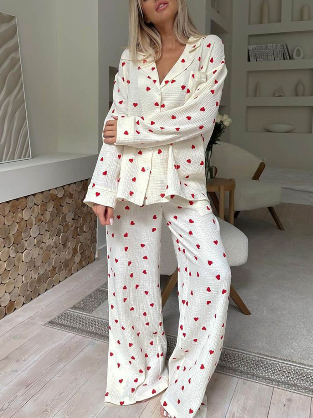 Sanftes Herz-Muster Pyjama-Set