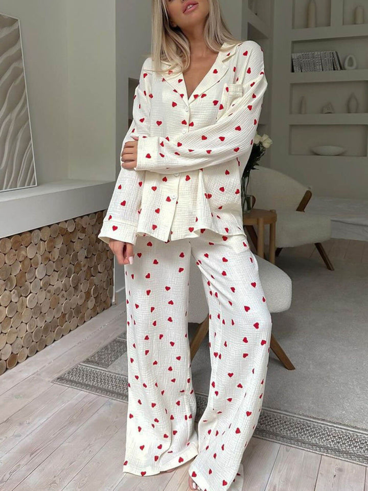Sanftes Herz-Muster Pyjama-Set