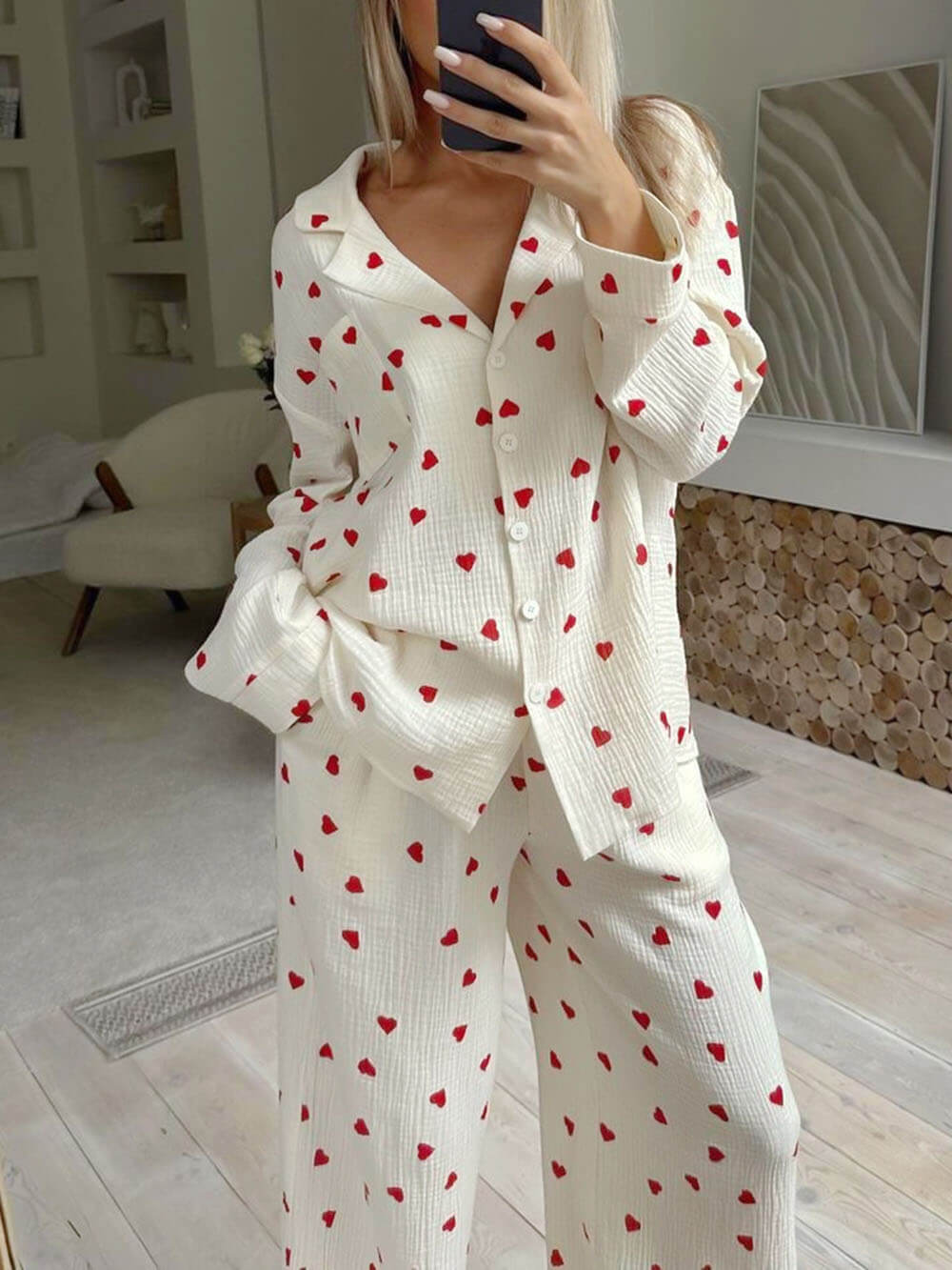 Sanftes Herz-Muster Pyjama-Set
