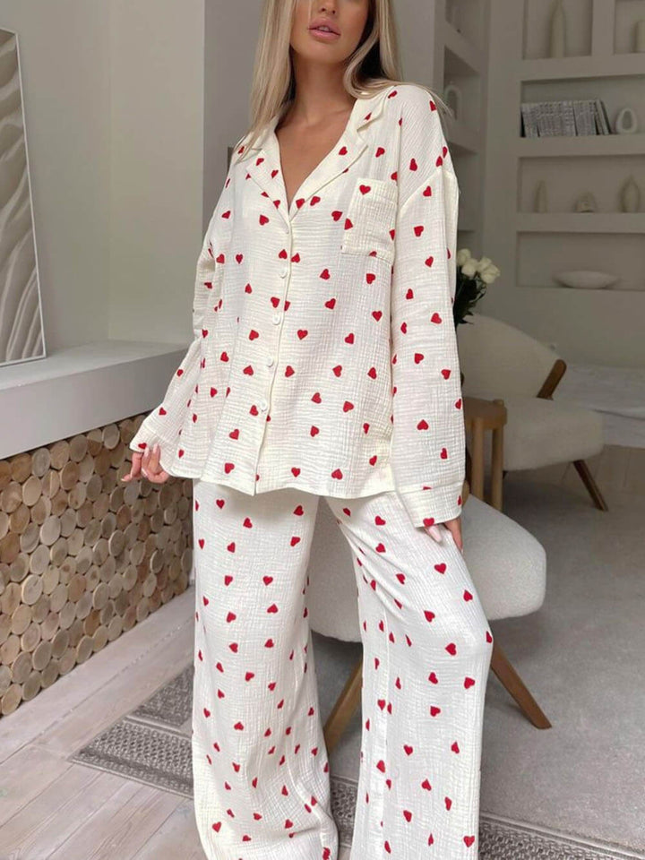 Sanftes Herz-Muster Pyjama-Set