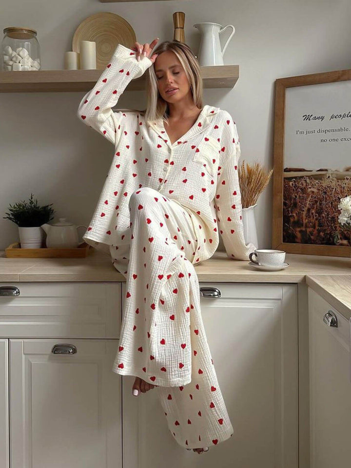 Sanftes Herz-Muster Pyjama-Set