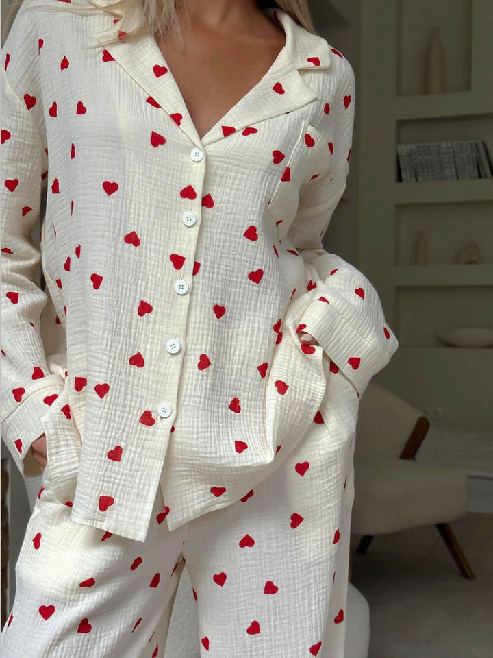 Sanftes Herz-Muster Pyjama-Set