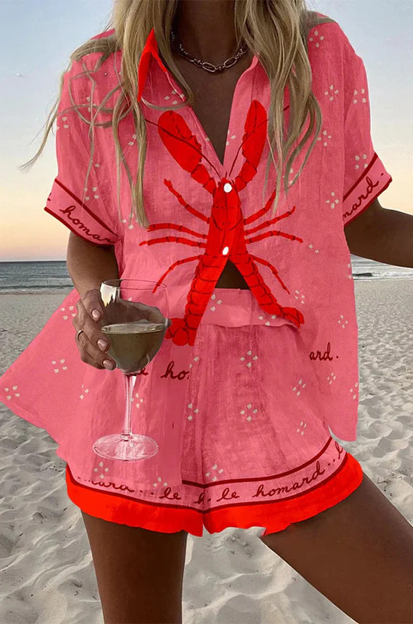 Pallina - Rosa Leinen-Shorts-Set