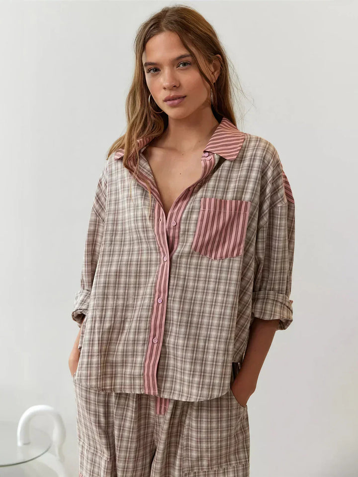 Gemütliches Karierter Schlafanzug Set für Damen