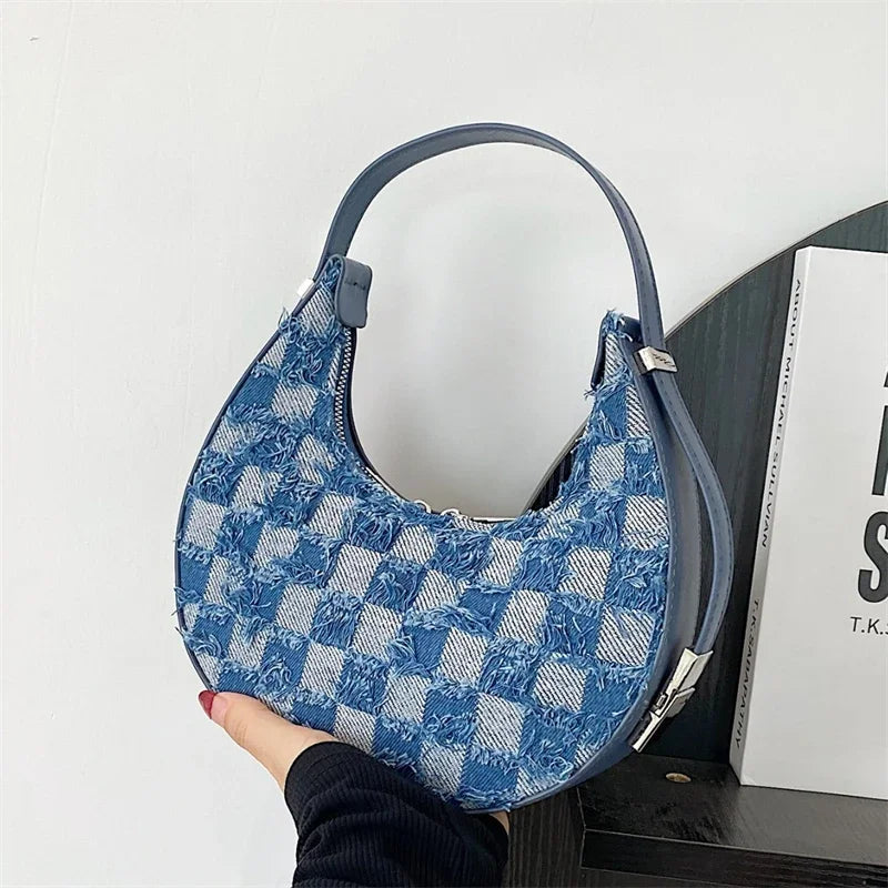 Adriana - Karierte strukturierte Handtasche