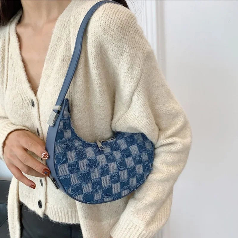 Adriana - Karierte strukturierte Handtasche