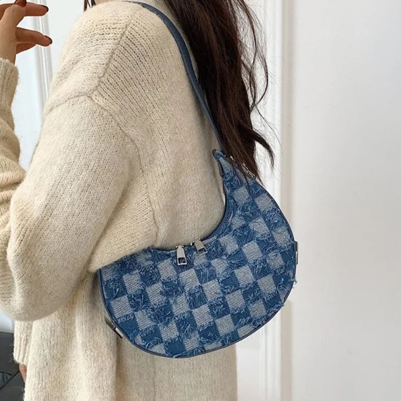 Adriana - Karierte strukturierte Handtasche