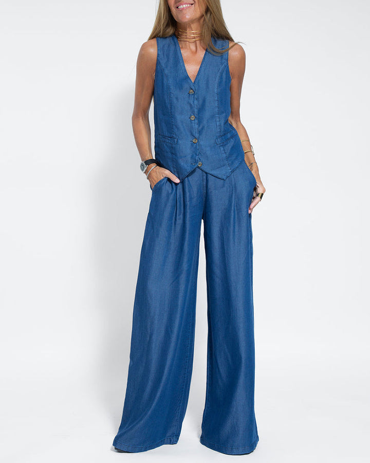 Stella - Damen Elegantes 2-teiliges Leinenset