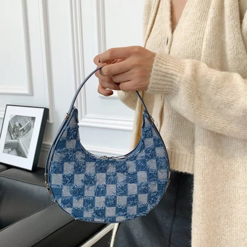 Adriana - Karierte strukturierte Handtasche