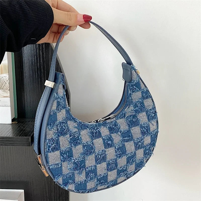 Adriana - Karierte strukturierte Handtasche