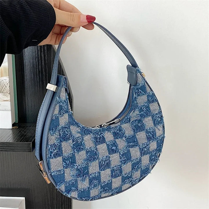 Adriana - Karierte strukturierte Handtasche