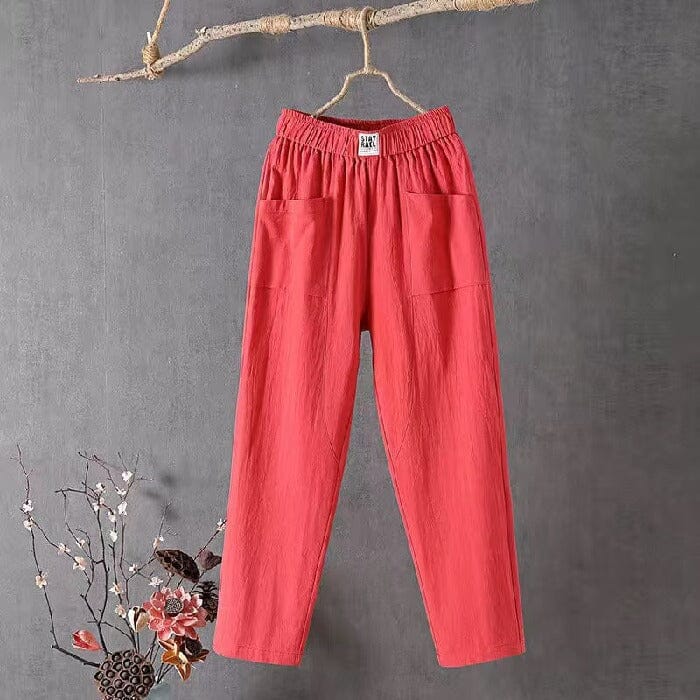 Annegret - Damen Leinen-Baumwoll Hose Lässig