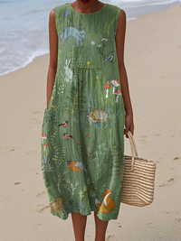 Lila - Alltags-Midi-Kleid