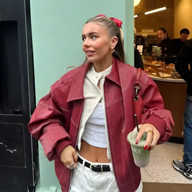 Petra - Lässige Oversized Lederjacke
