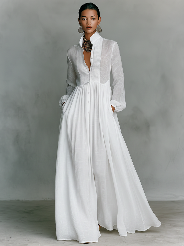 Antje - Patchwork Leinen Maxi Kleid