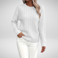 Aldine | Damen Pullover mit Zopfmuster in Weiß