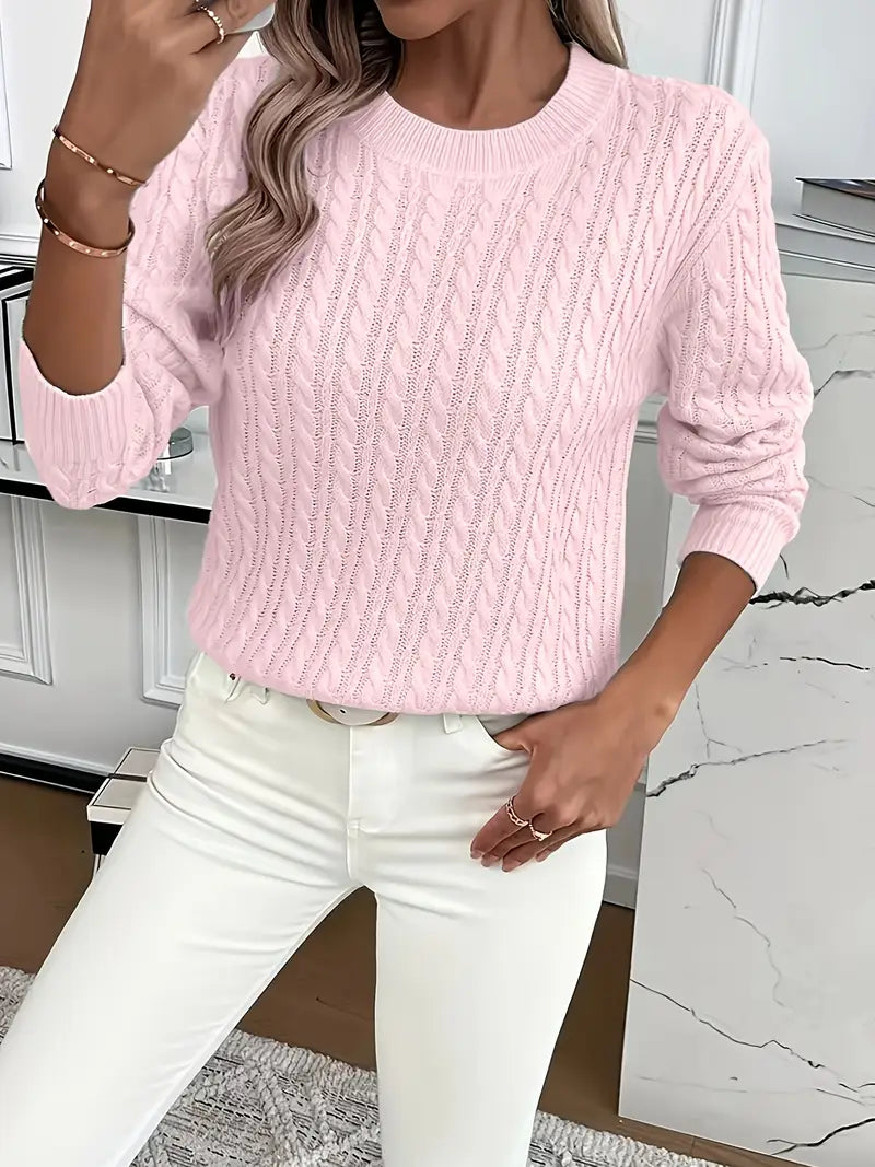 Aldine | Damen Pullover mit Zopfmuster in Weiß