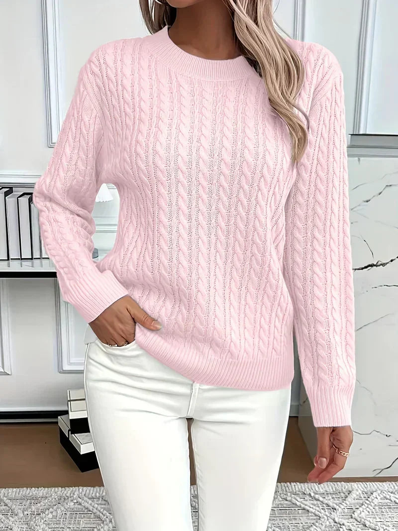 Aldine | Damen Pullover mit Zopfmuster in Weiß