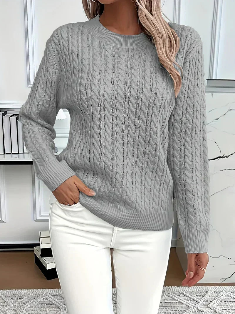 Aldine | Damen Pullover mit Zopfmuster in Weiß