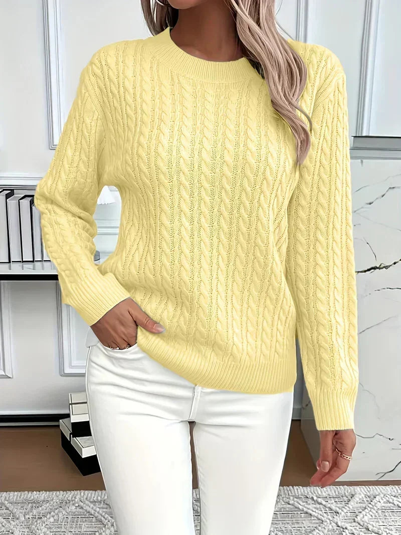 Aldine | Damen Pullover mit Zopfmuster in Weiß