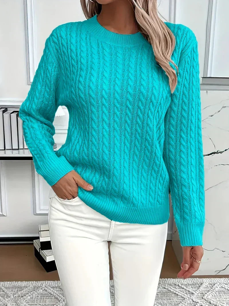 Aldine | Damen Pullover mit Zopfmuster in Weiß