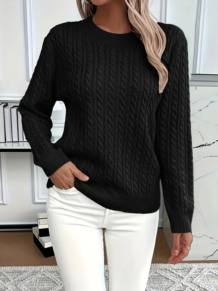 Aldine | Damen Pullover mit Zopfmuster in Weiß