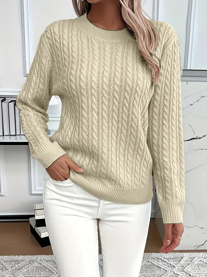 Aldine | Damen Pullover mit Zopfmuster in Weiß