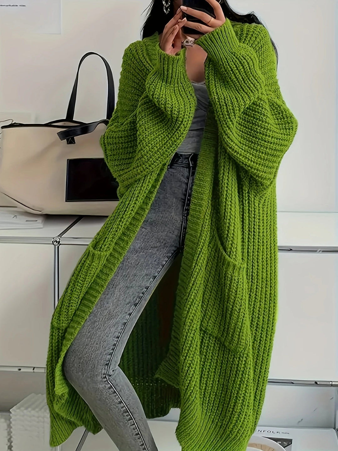 Aldvina | Damen Oversized Longline Strickjacke