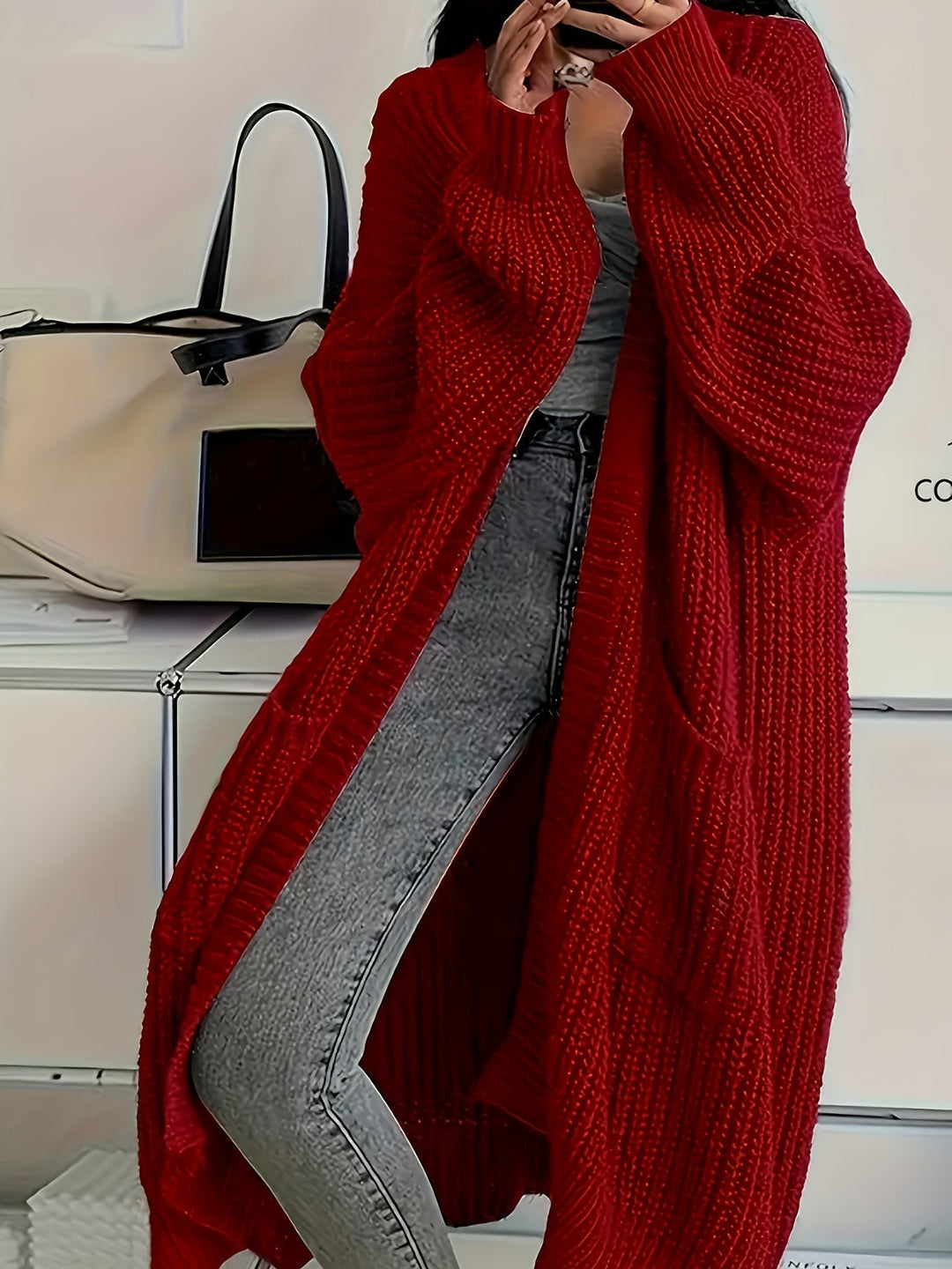 Aldvina | Damen Oversized Longline Strickjacke