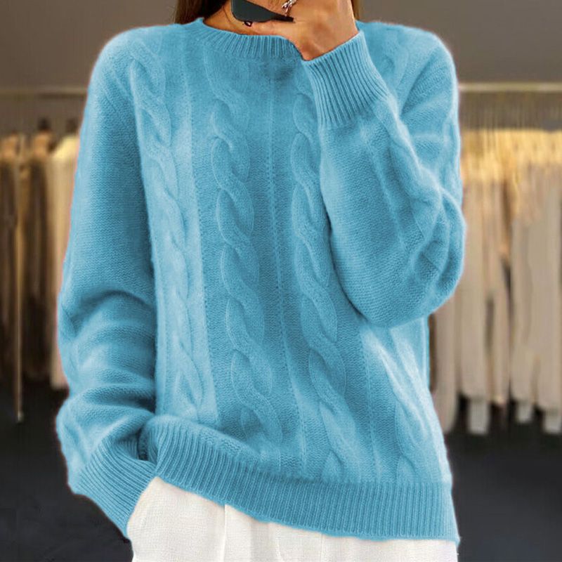 Almeda | Damen Rundhalspullover mit Zopfmuster