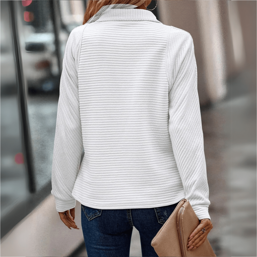 Almeke | Damen Rippstrickpullover mit Reißverschluss