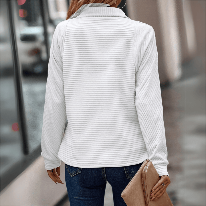 Almeke | Damen Rippstrickpullover mit Reißverschluss
