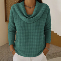 Almeke | Damen Pullover mit Wasserfallkragen und Waffelstruktur