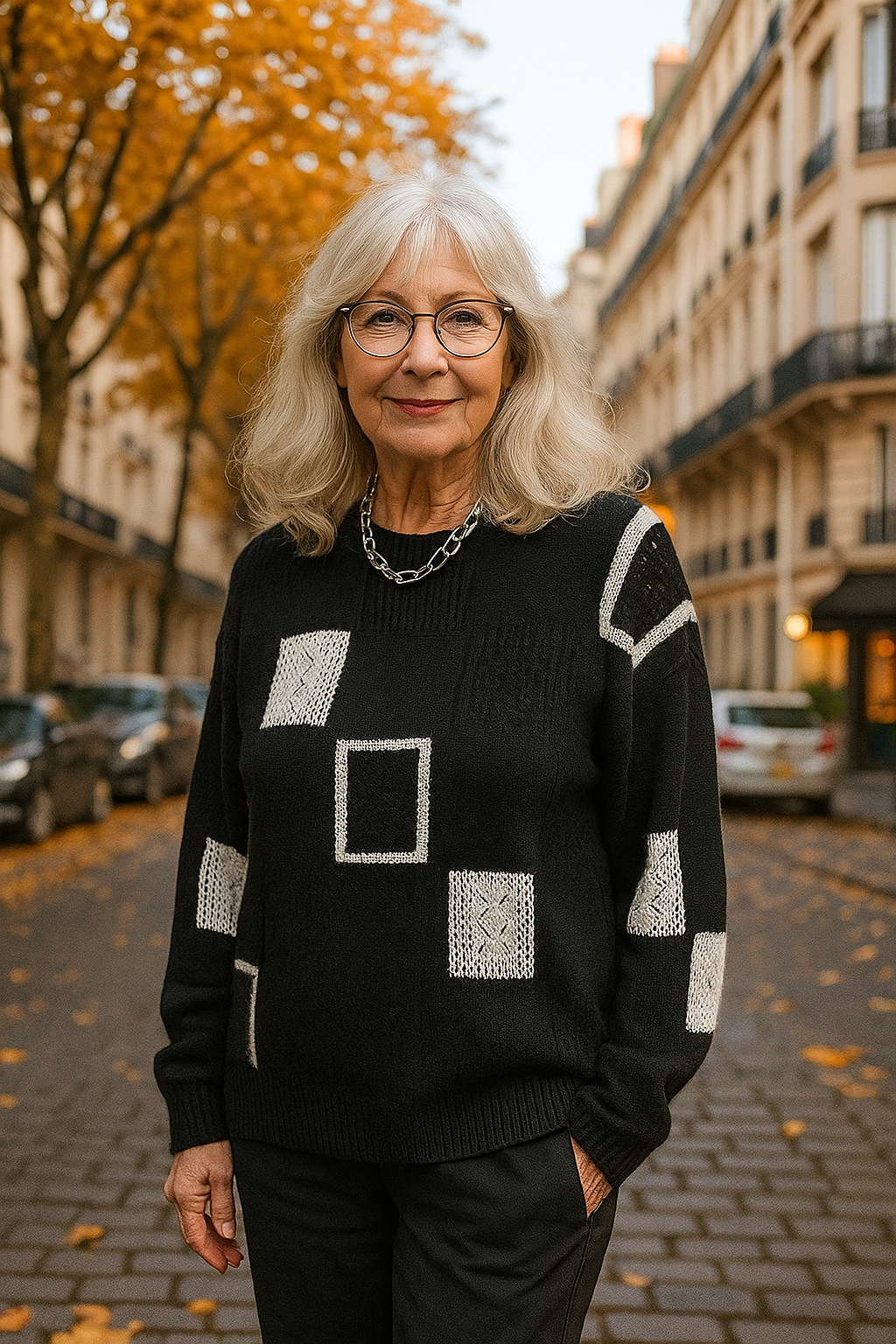 Almira | Damen Rundhals-Pullover im Patchwork-Design