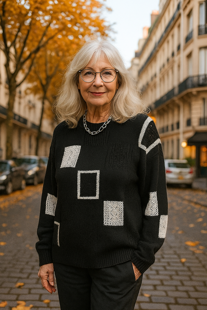Almira | Damen Rundhals-Pullover im Patchwork-Design
