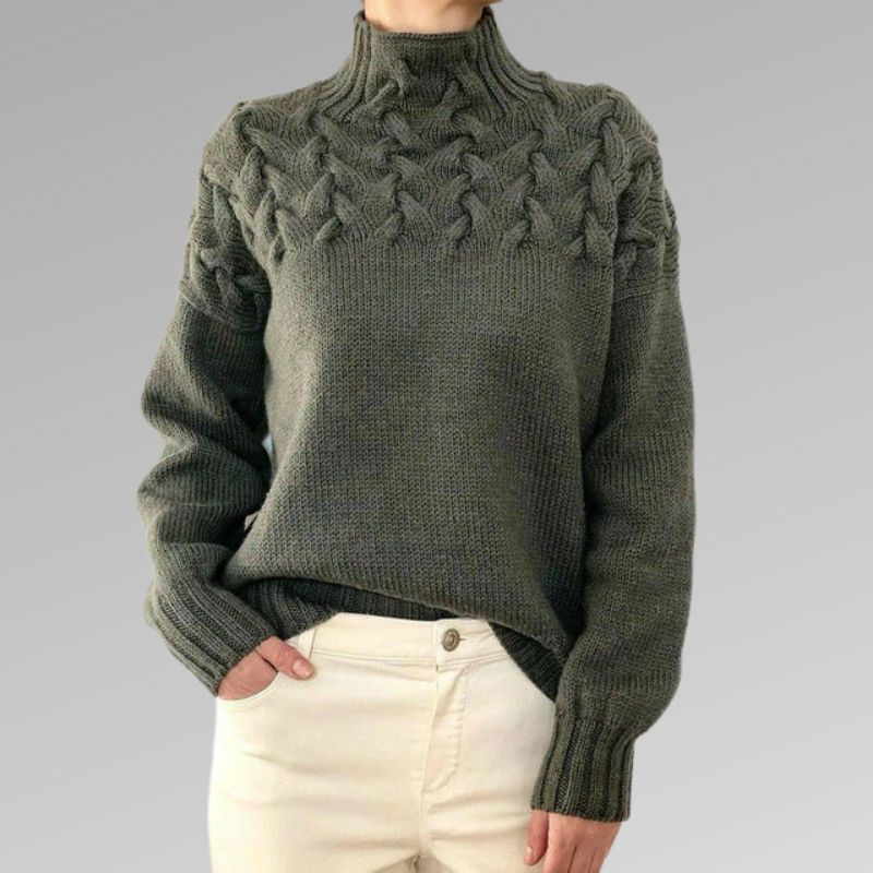Almonde | Damen Rollkragenpullover mit Zopfmuster