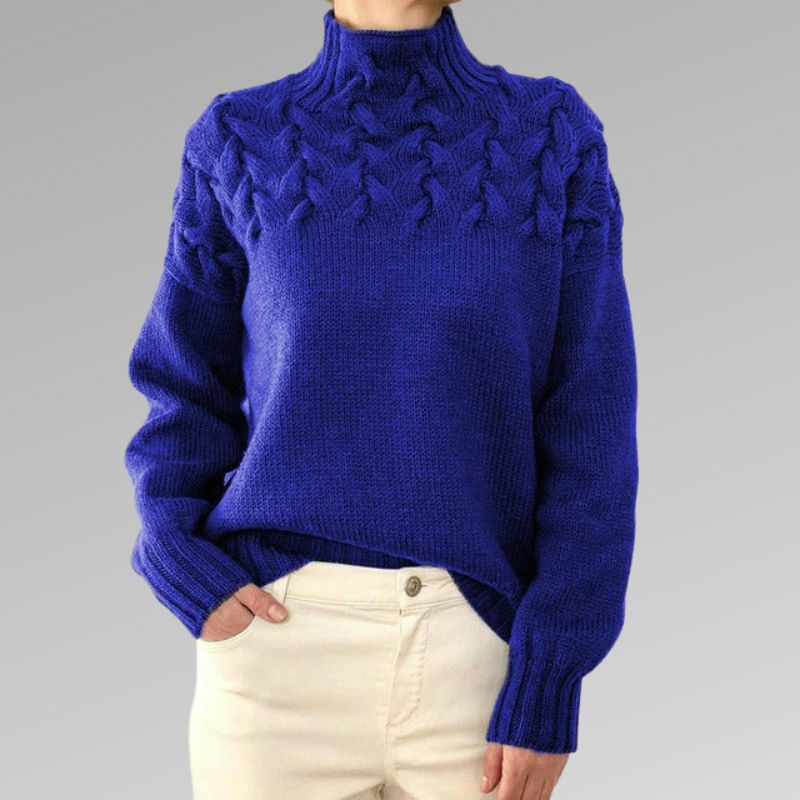 Almonde | Damen Rollkragenpullover mit Zopfmuster