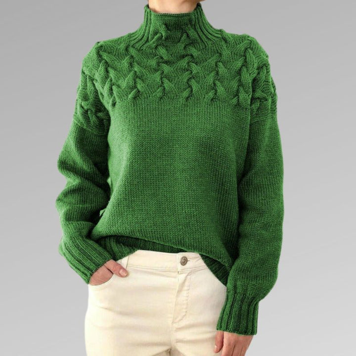 Almonde | Damen Rollkragenpullover mit Zopfmuster