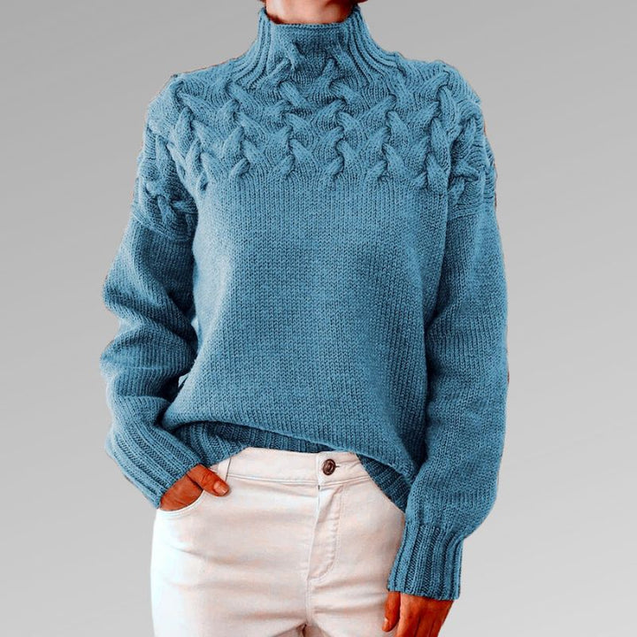 Almonde | Damen Rollkragenpullover mit Zopfmuster