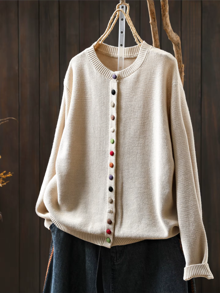 Almvik | Damen Strickjacke mit farbenfrohen Knöpfen