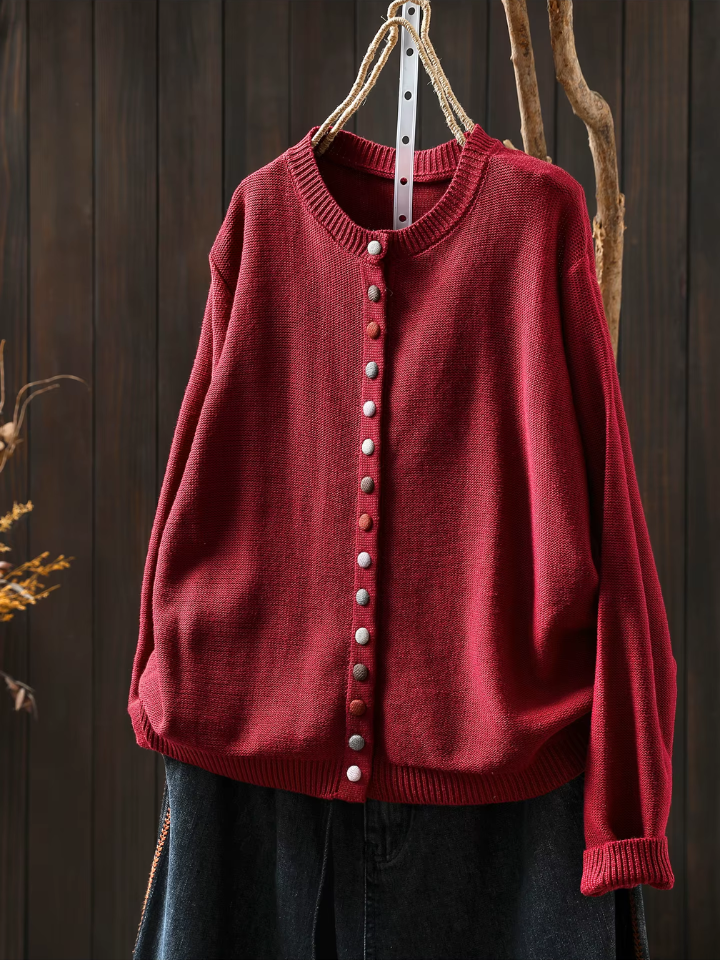 Almvik | Damen Strickjacke mit farbenfrohen Knöpfen