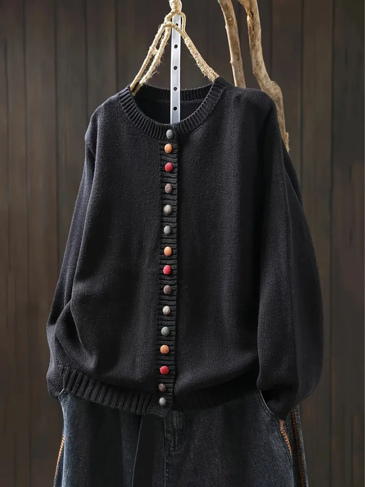 Almvik | Damen Strickjacke mit farbenfrohen Knöpfen