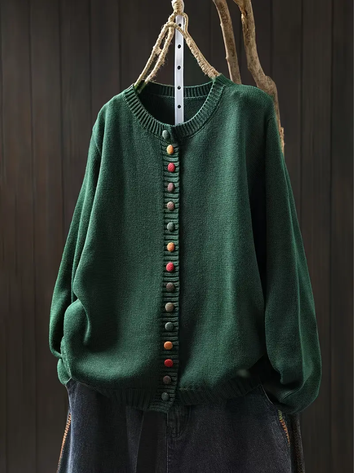 Almvik | Damen Strickjacke mit farbenfrohen Knöpfen