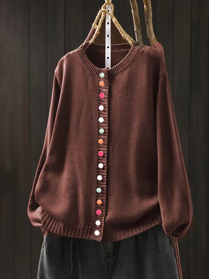 Almvik | Damen Strickjacke mit farbenfrohen Knöpfen