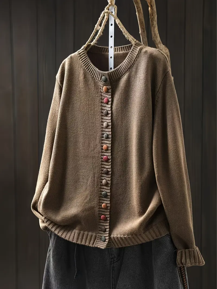 Almvik | Damen Strickjacke mit farbenfrohen Knöpfen