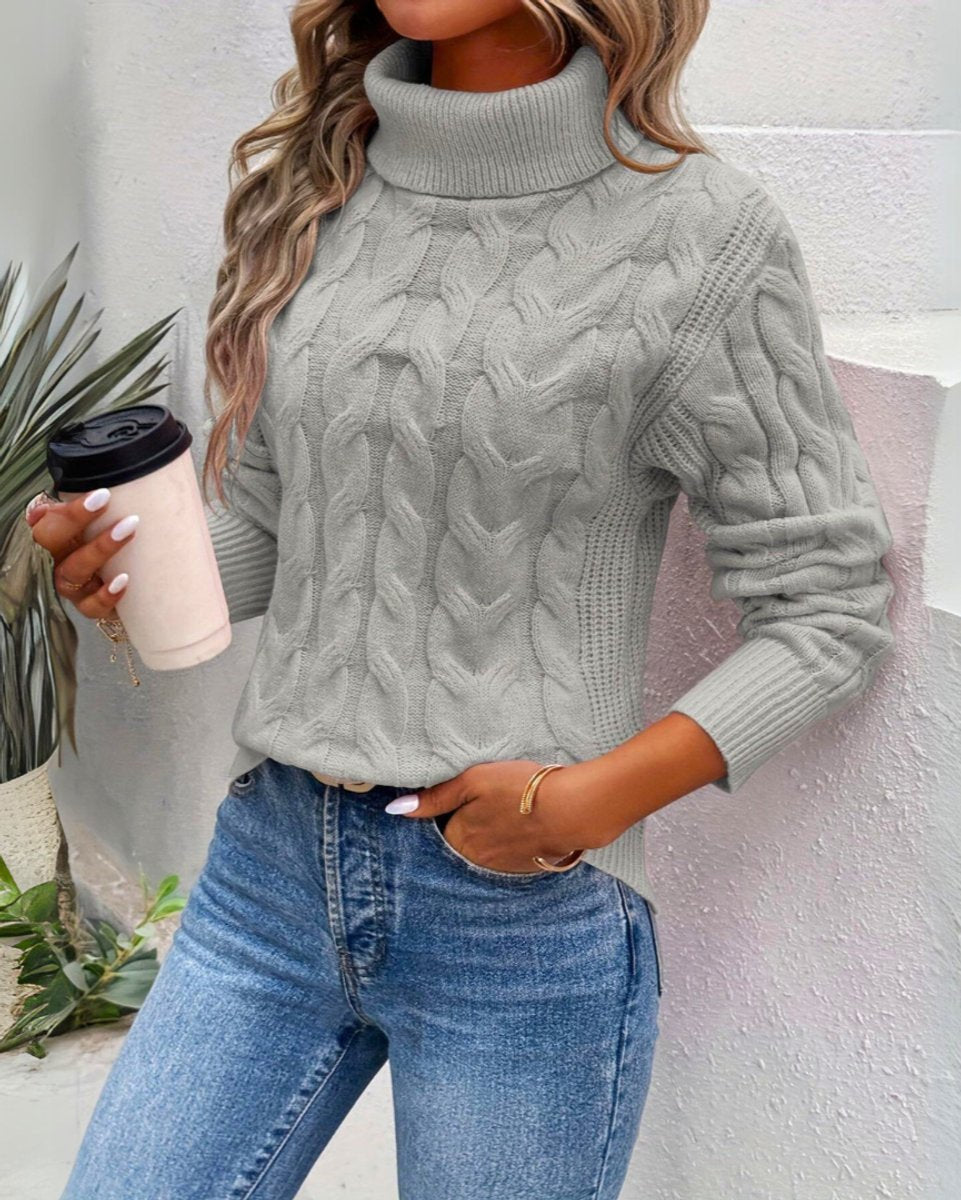 Evelina | Zeitloser eleganter Rollkragenpullover im Kabelstrickdesign